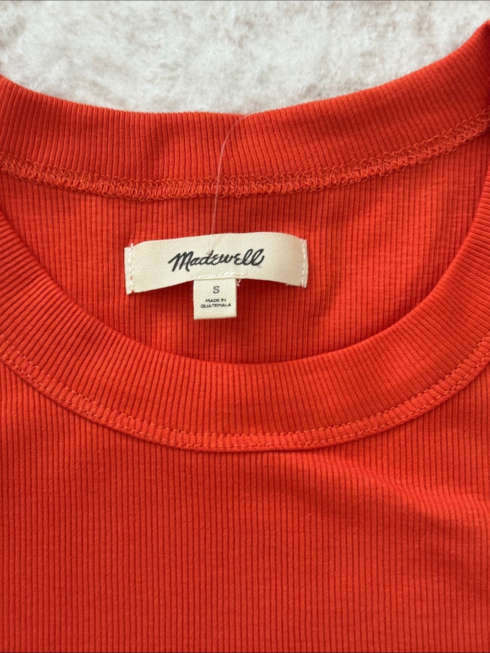 NWOT Madewell Sleeveless Ribbed Crop Tank Top - Orange Red - Picture 2 of 2